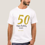 50th Birthday Naam toevoegen Datum Jaar Black sjab T-shirt<br><div class="desc">bewerkbaar ontwerp</div>