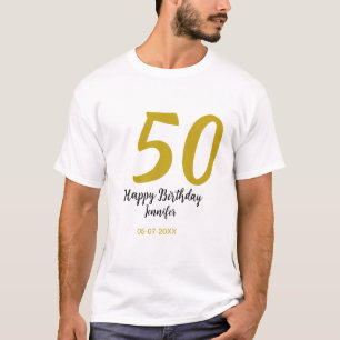 50th Birthday Naam toevoegen Datum Jaar Black sjab T-shirt