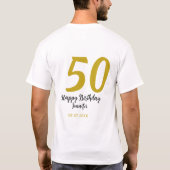 50th Birthday Naam toevoegen Datum Jaar Black sjab T-shirt (Achterkant)
