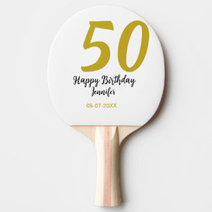 50th Birthday Naam toevoegen Datum Jaar Black sjab Tafeltennisbatje