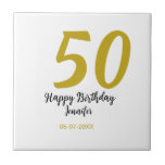 50th Birthday Naam toevoegen Datum Jaar Black sjab Tegeltje<br><div class="desc">bewerkbaar ontwerp</div>