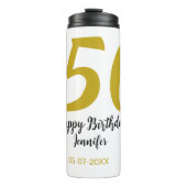 50th Birthday Naam toevoegen Datum Jaar Black sjab Thermosbeker (Voorkant)