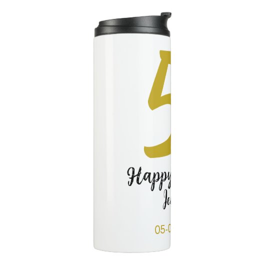 50th Birthday Naam toevoegen Datum Jaar Black sjab Thermosbeker (Gedraaid links)