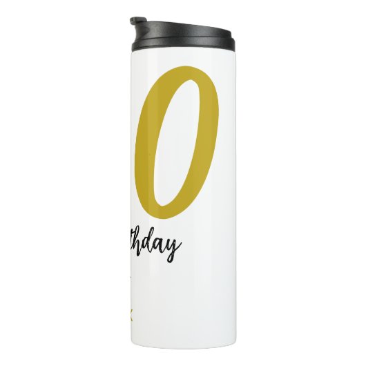 50th Birthday Naam toevoegen Datum Jaar Black sjab Thermosbeker (Geroteerd rechts)