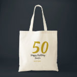 50th Birthday Naam toevoegen Datum Jaar Black sjab Tote Bag<br><div class="desc">bewerkbaar ontwerp</div>