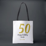 50th Birthday Naam toevoegen Datum Jaar Black sjab Tote Bag<br><div class="desc">bewerkbaar ontwerp</div>