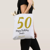 50th Birthday Naam toevoegen Datum Jaar Black sjab Tote Bag (Dichtbij)