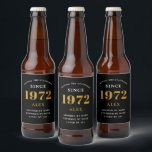 50th Birthday Name 1972 Black Gold Elegant Chic Bier Etiket<br><div class="desc">Een gepersonaliseerd elegant bieretiket dat gemakkelijk aan te passen is voor die speciale gelegenheid.</div>