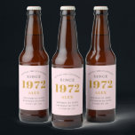 50th Birthday Name 1972 Pink Grey Elegant Chic Bier Etiket<br><div class="desc">Een gepersonaliseerd elegant bieretiket dat gemakkelijk aan te passen is voor die speciale gelegenheid.</div>