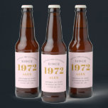 50th Birthday Name 1972 Pink Grey Elegant Chic Bier Etiket<br><div class="desc">Een gepersonaliseerd elegant bieretiket dat gemakkelijk aan te passen is voor die speciale gelegenheid.</div>