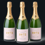50th Birthday Name 1972 Pink Grey Elegant Chic Sparkling Wijnetiket<br><div class="desc">Een gepersonaliseerd elegant mousserend wijnetiket dat gemakkelijk is aan te passen voor die speciale gelegenheid.</div>