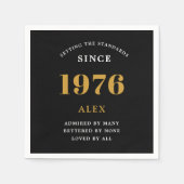 50th Birthday Name 1976 Black Gold Elegant Chic Servet (Voorkant)
