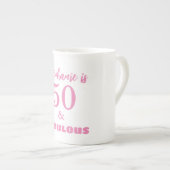 50th Birthday Name Monogram Gift Party Favor Porselein Kop (Voorkant rechts)