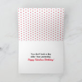 50th Birthday Name Photo 50 and Fabulous Red White Kaart (Binnen)