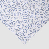 50th Birthday Number Pattern Blue and White Tissuepapier (Detail)