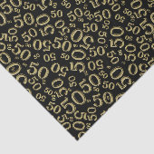 50th Birthday Number Pattern Gold en Black Tissuepapier (Detail)