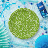 50th Birthday Number Pattern Green/White Papieren Bordje (Feest)