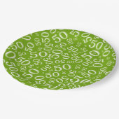 50th Birthday Number Pattern Green/White Papieren Bordje (Gekanteld)