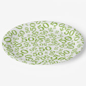 50th Birthday Number Pattern Green/White Papieren Bordje (Gekanteld)