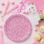 50th Birthday Number Pattern Pink/White Papieren Bordje (Feest)