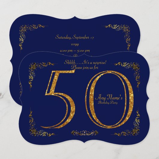 50th, Birthday party 50th, geweldige Gatsby, marin Kaart (Voorkant / Achterkant)