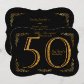 50th, Birthday party 50th, geweldige Gatsby, zwart Kaart (Voorkant / Achterkant)