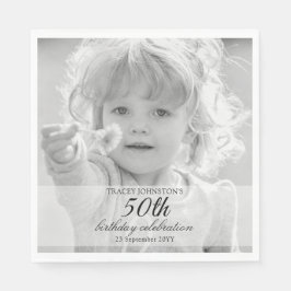 50th Birthday Party Black and White Servet