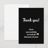 50th Birthday Party Black White Bedankkaart (Voorkant / Achterkant)