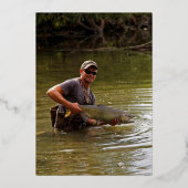 50th Birthday party blue gold foil photo beer  Folie Uitnodiging (Achterkant)