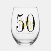 50th Birthday Party Celebration Minimalist  Wijnglas Zonder Voet (Voorkant)