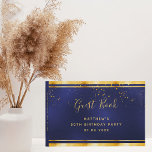 50th Birthday Party dark blue gold confetti Gastenboek<br><div class="desc">Een 50e Birthday Party Guest Book voor hem,  jongen,  man in donkerblauwe,  marineblauwe achtergrond. De blauwe kleur is ongelijk. Met een gouden lijst en gouden confetti sprinkle,  gouden gekleurde letters. Spine: voeg je eigen tekst toe.</div>