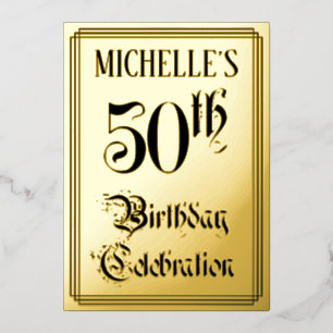 50th Birthday Party — Elegant Script + aangepaste  Folie Uitnodiging
