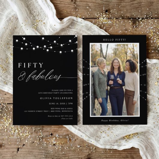 50th Birthday Party Fifty & Fabulous Modern Kaart