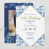 50th Birthday party Foto op back nodiging Kaart (Voorkant / Achterkant)