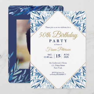 50th Birthday party Foto op back nodiging Kaart