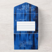 50th Birthday party foto sapphire blue All In One Uitnodiging (Buitenkant)