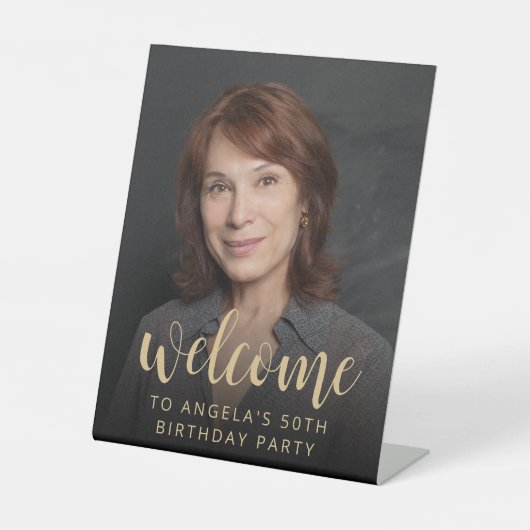 50th Birthday Party Foto Welkom Reclamebord Met Voetstuk (Voorkant)