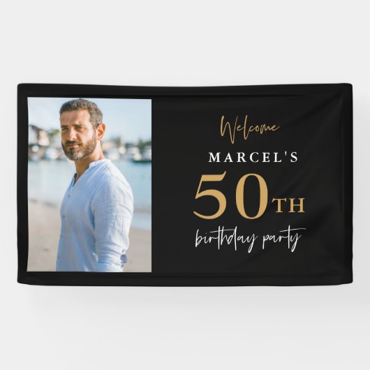 50th Birthday Party Foto Welkom Spandoek (Horizontaal)