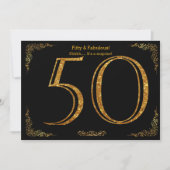50th Birthday party, Gatsby styl, zwarte gouden gl Kaart (Voorkant)