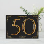 50th Birthday party, Gatsby styl, zwarte gouden gl Kaart (Staand voorkant)