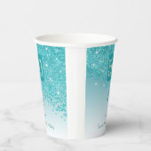 50th Birthday Party Gleaming Teal Blue Glitter Papieren Bekers (Rechts)
