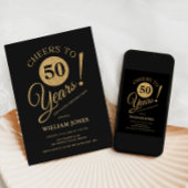 50th Birthday Party Gold Black Kaart