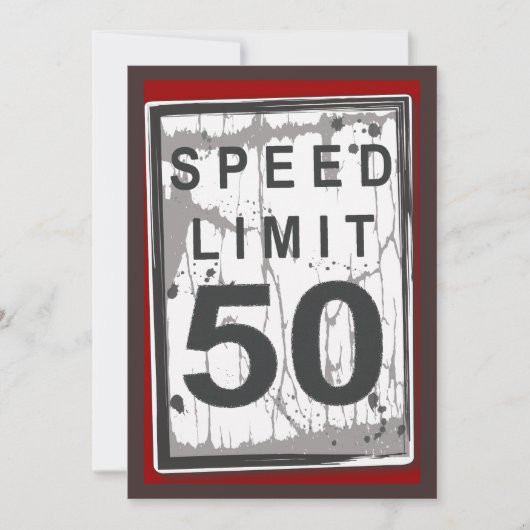 50th Birthday Party Grungy Speed Limit Sign Kaart (Voorkant)