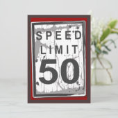 50th Birthday Party Grungy Speed Limit Sign Kaart (Staand voorkant)