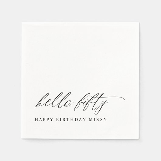 50th Birthday Party Hello 50 Modern Milestone Servet (Voorkant)