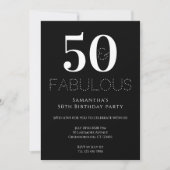 50th Birthday Party Invitation Black and White Kaart (Voorkant)