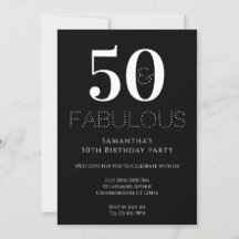 50th Birthday Party Invitation Black and White