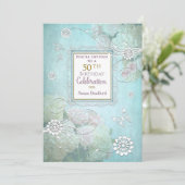 50th Birthday Party Invitation, Elegant Pastels Kaart (Staand voorkant)