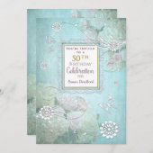 50th Birthday Party Invitation, Elegant Pastels Kaart (Voorkant / Achterkant)