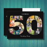 50th Birthday Party Invitation Photo Collage Briefkaart<br><div class="desc">Viel je 50ste verjaardag in stijl met een elegante fotocollage briefkaart uitnodiging. Pas deze mooie uitnodiging aan met je favoriete foto's van vrienden en familie en maak het nog meer speciaal. Geniet van de herinneringen en laat ze eeuwig leven met deze unieke en mooie sjabloon. Laten we samenkomen en dit...</div>